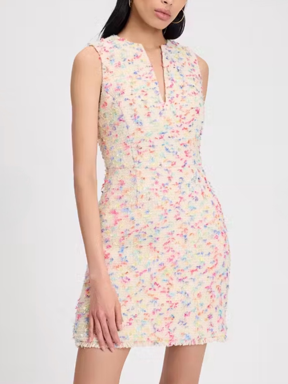kate spade gala cream tweed mini dress with multicolored accents, women’s sz 2